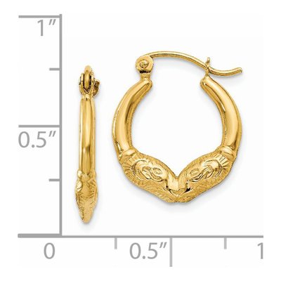 14K Yellow Gold Ram Head Hoop Earrings – view 5