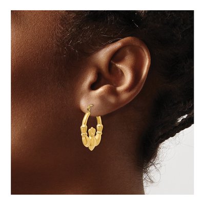 14K Yellow Gold Claddagh Hoop Earrings – view 4