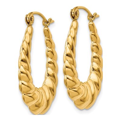 14K Yellow Gold Twisted Hollow Hoop Earrings – view 3