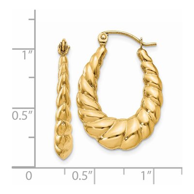 14K Yellow Gold Twisted Hollow Hoop Earrings – view 5