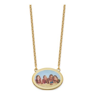 Gold-Plated Sterling Silver Personalized Oval Photo Necklace – view 2