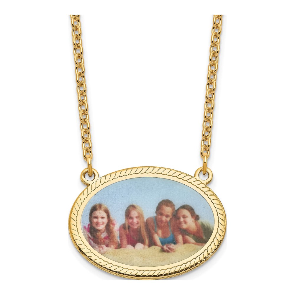 Gold-Plated Sterling Silver Personalized Oval Photo Necklace