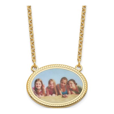Gold-Plated Sterling Silver Personalized Oval Photo Necklace