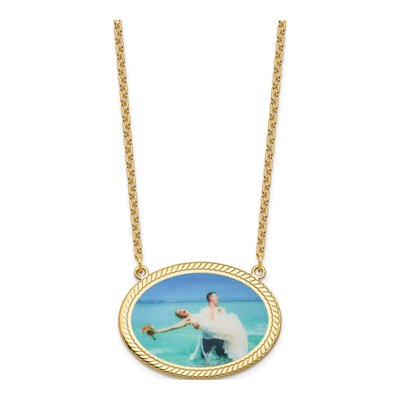 Gold-Plated Sterling Silver Personalized Oval Photo Pendant Necklace – view 2