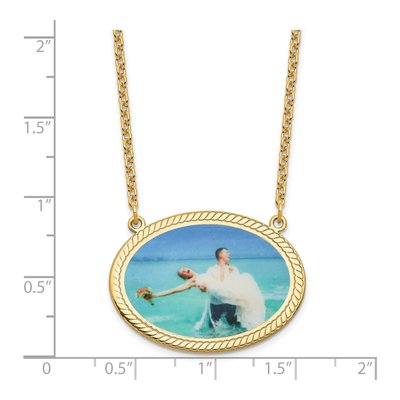 Gold-Plated Sterling Silver Personalized Oval Photo Pendant Necklace – view 3