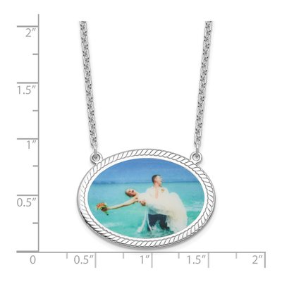 Sterling Silver Rope Border Oval Photo Necklace – view 3