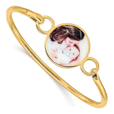 Gold-Plated Sterling Silver Personalized Photo Bangle Bracelet