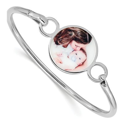 Sterling Silver Personalized Photo Bangle Bracelet