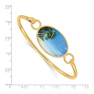 Gold-Plated Sterling Silver Personalized Oval Photo Bangle Bracelet – view 2