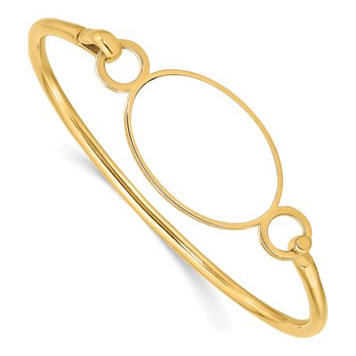 Gold-Plated Sterling Silver Personalized Oval Photo Bangle Bracelet – view 4