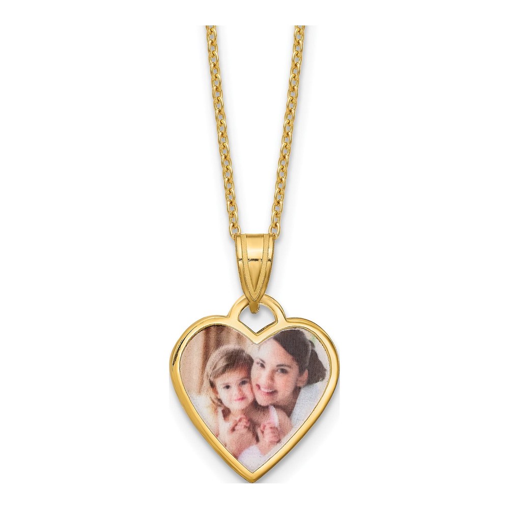 Sterling Silver Gold-Plated Heart Photo Necklace, 18"