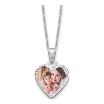 Sterling Silver Heart Photo Locket Necklace
