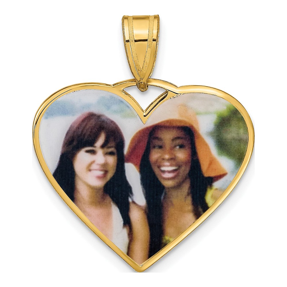 Gold-Plated Sterling Silver Personalized Heart Photo Pendant