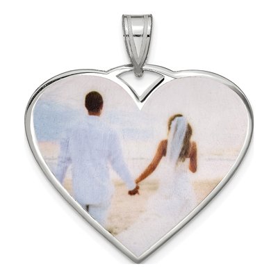 Sterling Silver Large Heart Photo Pendant