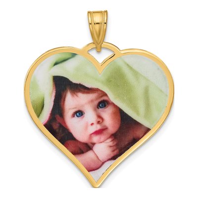 Gold-Plated Sterling Silver Large Heart Photo Pendant
