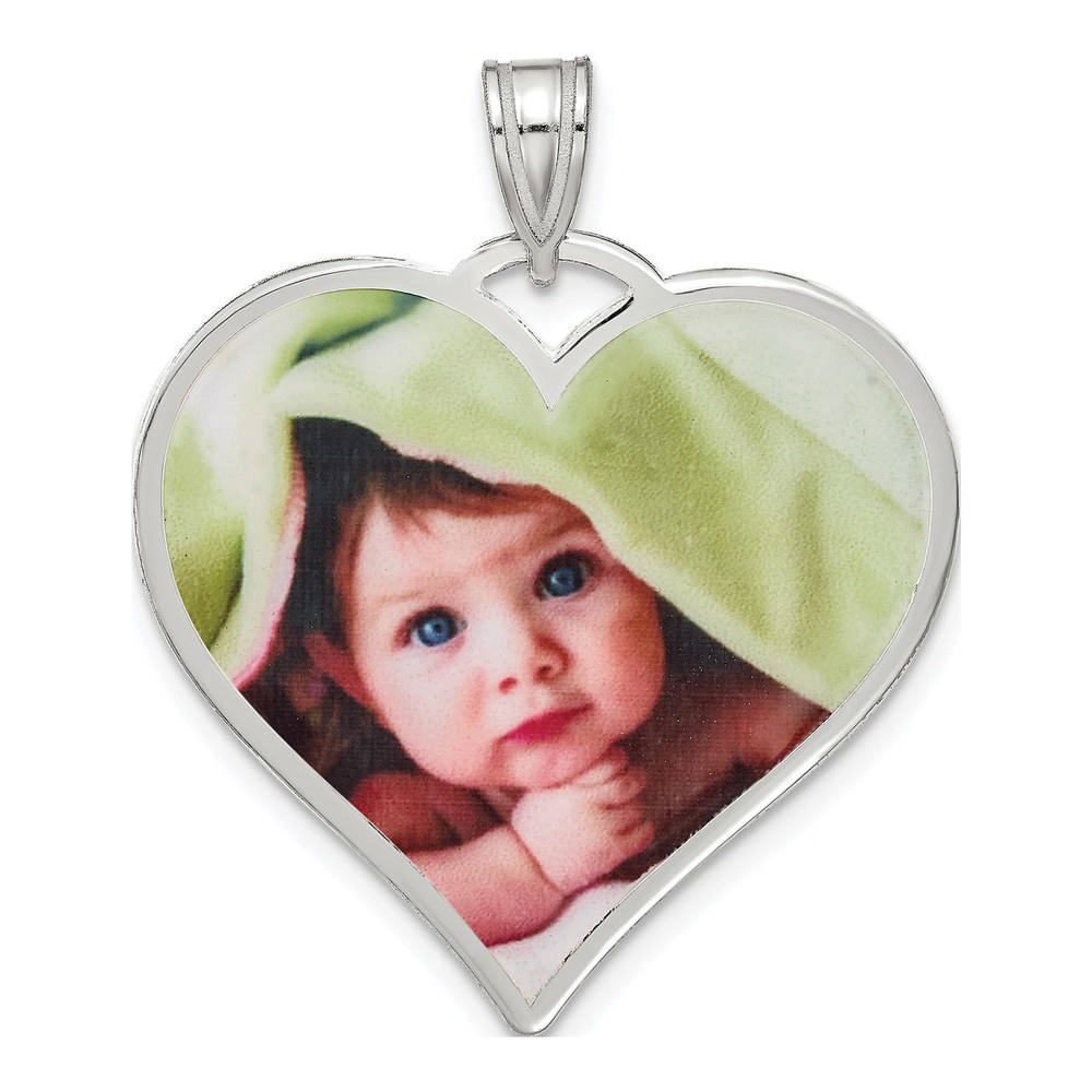 Sterling Silver Large Heart Photo Pendant