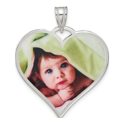 Sterling Silver Large Heart Photo Pendant