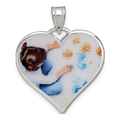 Sterling Silver Large Heart Photo Pendant