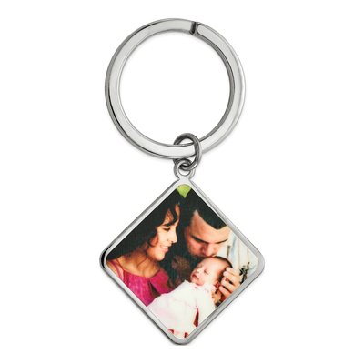Personalized Sterling Silver Photo Key Chain