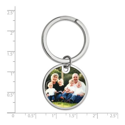 Sterling Silver Circle Photo Key Chain – view 2