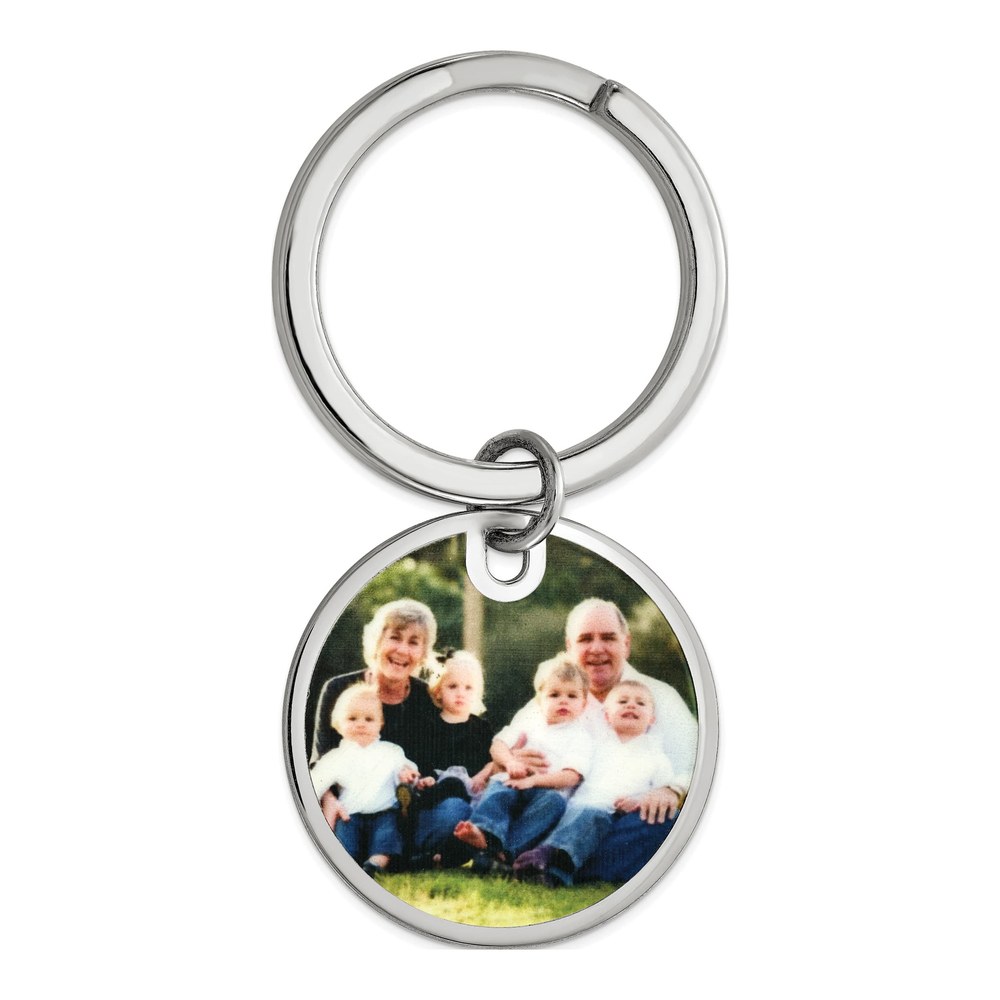 Sterling Silver Circle Photo Key Chain