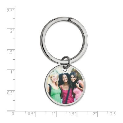 Sterling Silver Circle Photo Key Chain, Personalized – view 2