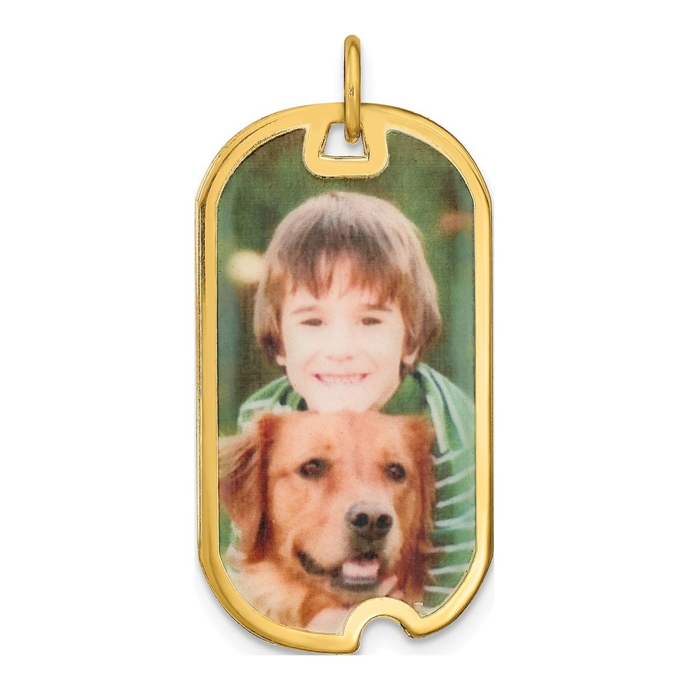 Gold-Plated Sterling Silver Personalized Dog Tag Photo Charm