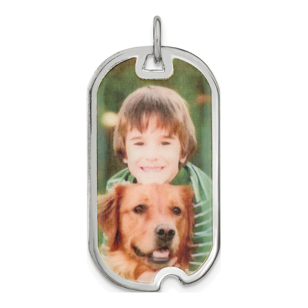 Personalized Sterling Silver Dog Tag Photo Charm