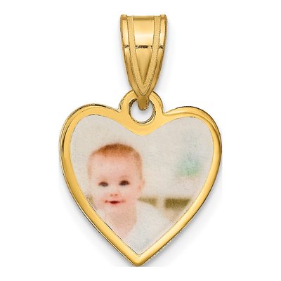 Gold-Plated Sterling Silver Personalized Small Heart Photo Pendant
