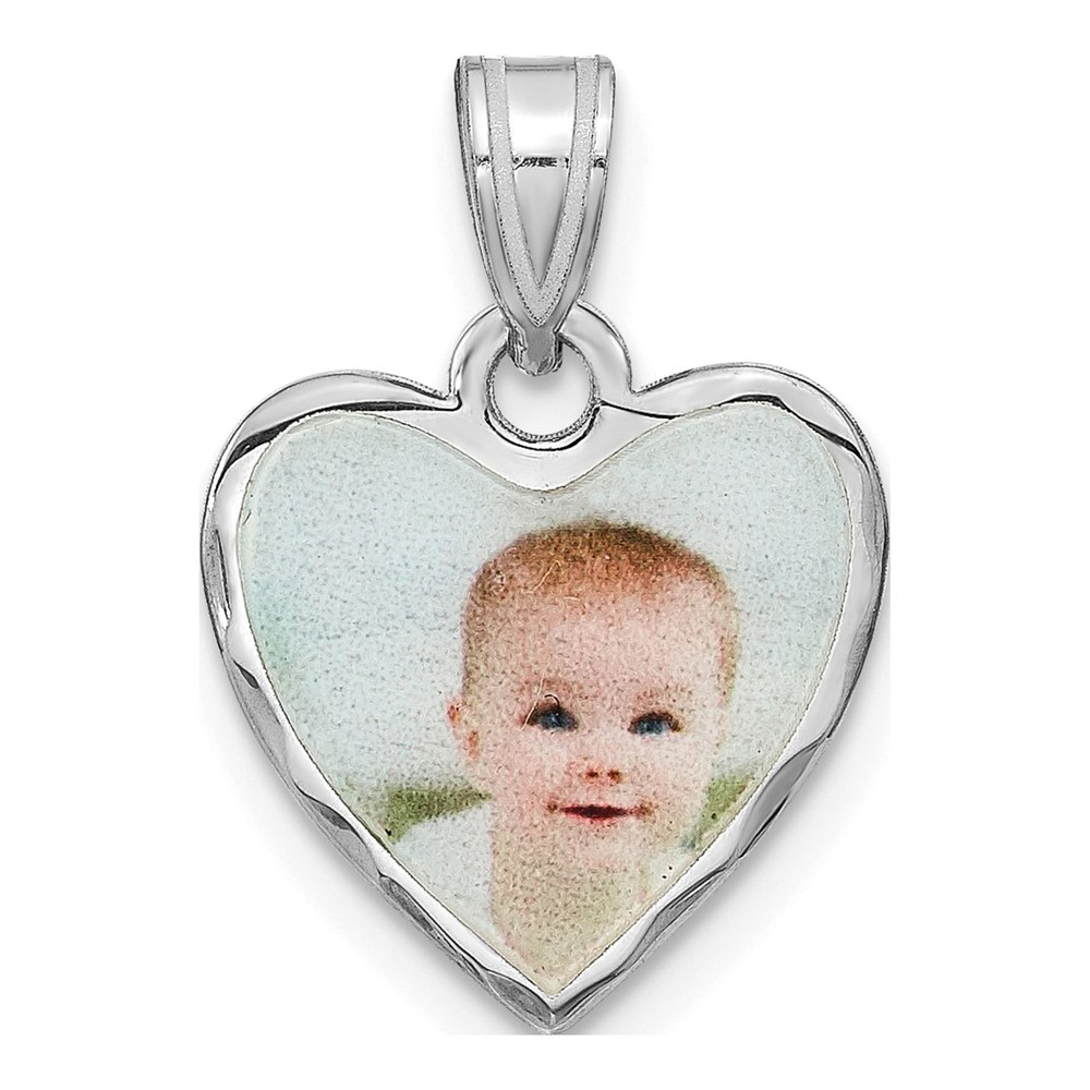 Sterling Silver Diamond-Cut Heart Photo Charm