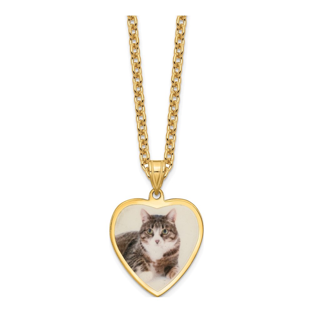 Gold-Plated Sterling Silver Personalized Heart Photo Necklace