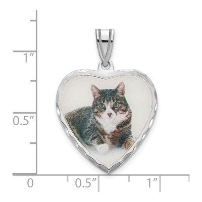 Sterling Silver Diamond-Cut Heart Photo Pendant – view 2