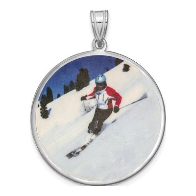 Sterling Silver Large Photo Disc Pendant