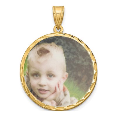 Gold-Plated Sterling Silver Diamond-Cut Picture Disc Pendant
