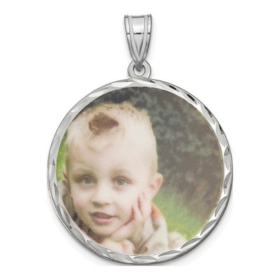 Sterling Silver Large Photo Disc Pendant