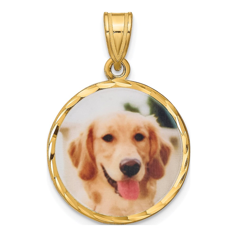 Sterling Silver/gold-Plated Medium Diamond-Cut Picture Jewelry Disc Pendant