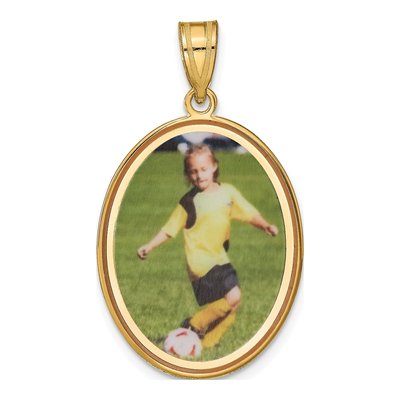 Gold-Plated Sterling Silver Personalized Oval Photo Pendant