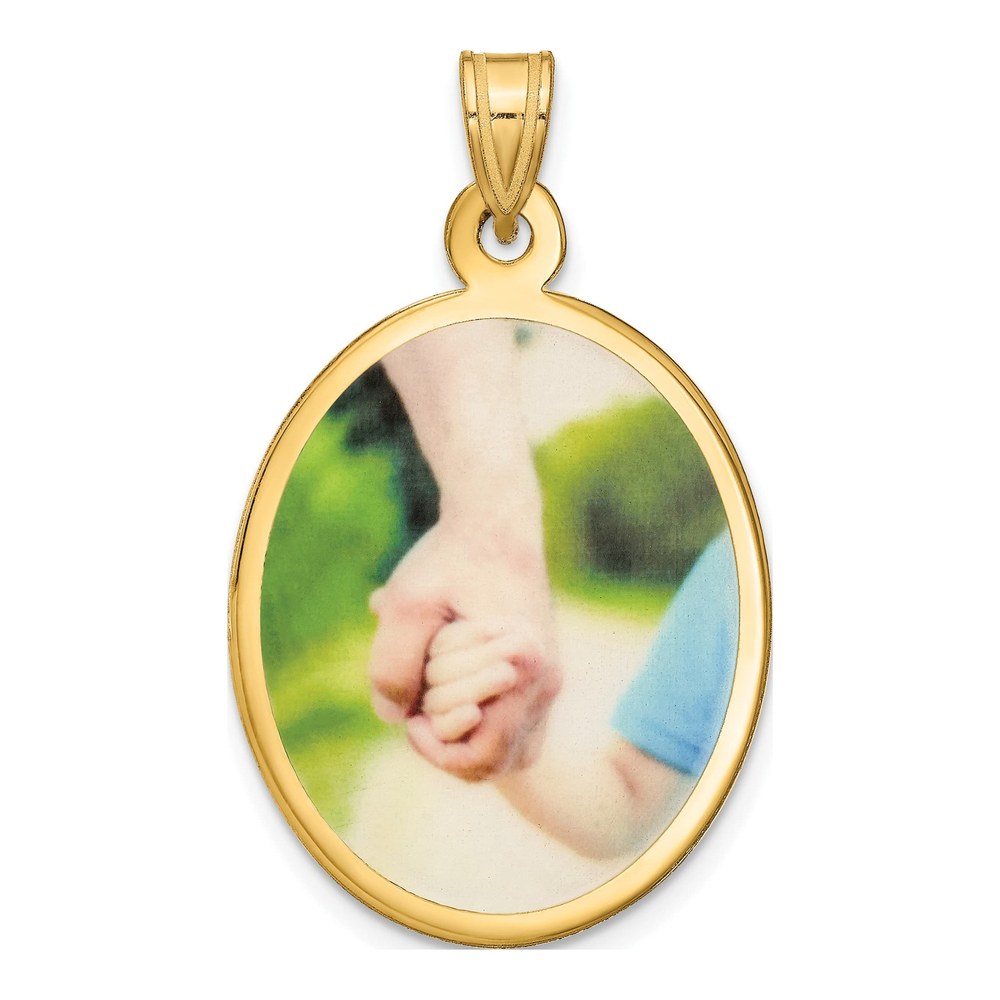 Personalized Large Oval Photo Pendant, SS/Gold Plated