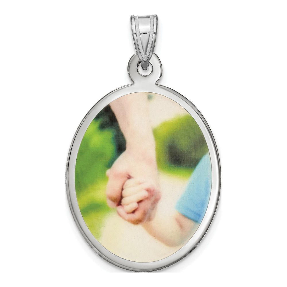 Sterling Silver Large Oval Photo Pendant