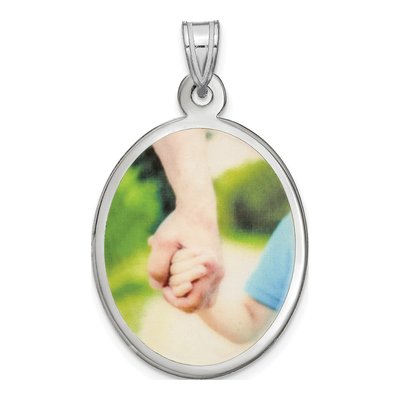 Sterling Silver Large Oval Photo Pendant