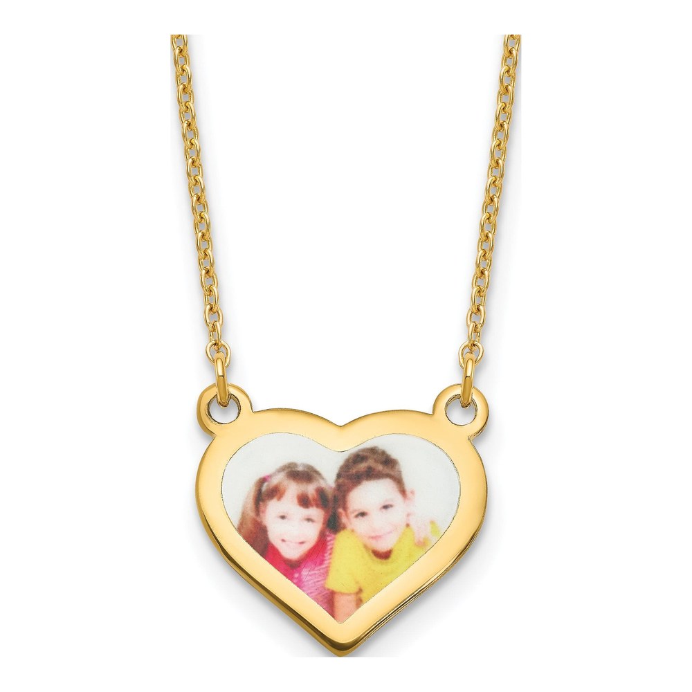 Personalized Photo Heart Necklace, 18" Gold Plated