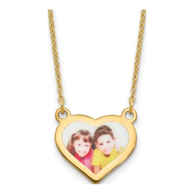 Gold-Plated Sterling Silver Personalized Photo Heart Necklace