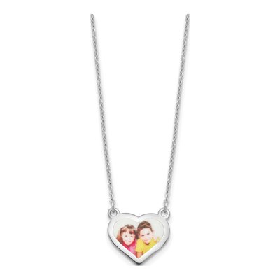 Sterling Silver Small Heart Photo Necklace – view 2