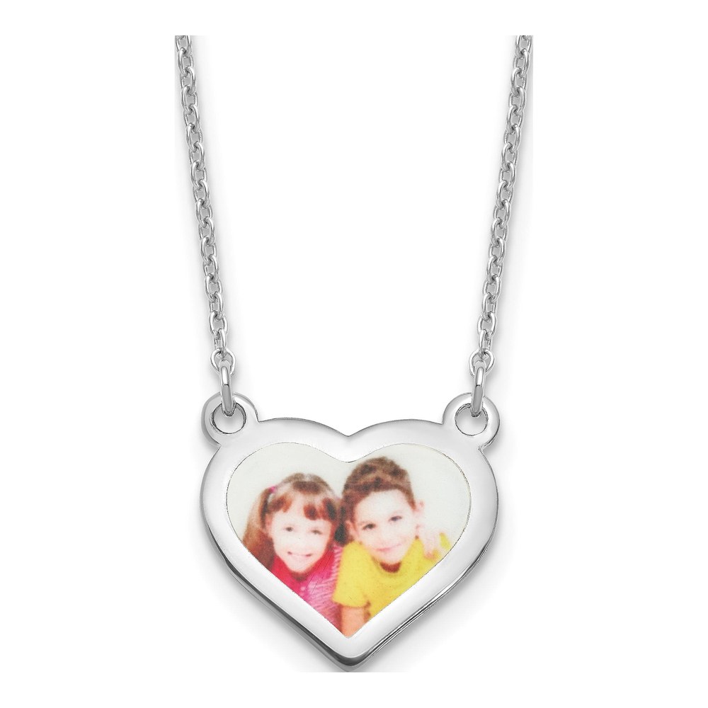 Sterling Silver Small Heart Photo Necklace, 18"