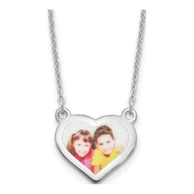 Sterling Silver Small Heart Photo Necklace