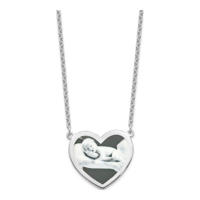 Sterling Silver Large Heart Photo Necklace – view 2