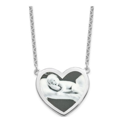 Sterling Silver Large Heart Photo Necklace