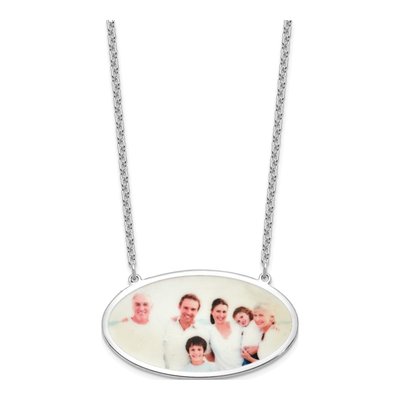 Sterling Silver Large Oval Photo Necklace – view 2