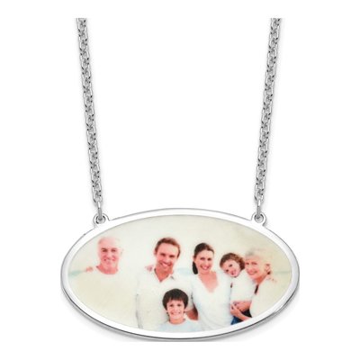 Sterling Silver Large Oval Photo Necklace