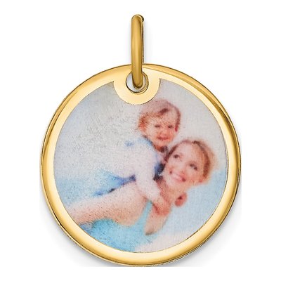 Gold-Plated Sterling Silver Personalized Small Photo Disc Charm